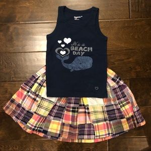 Like New Whale Tank and Madras Skirt